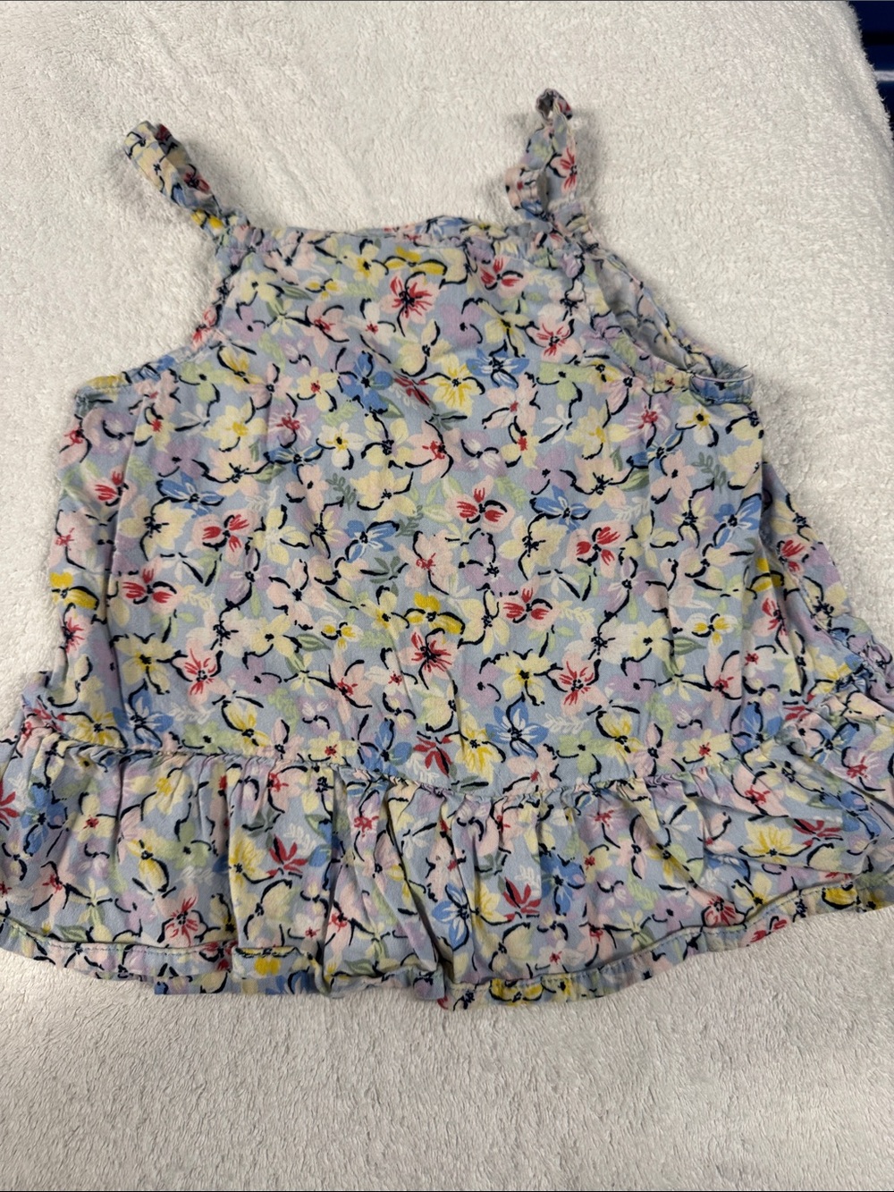 Garanimals Lavender Floral Ruffle Tank Top with Yellow, Blue, Pink Accents